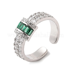 Brass Micro Pave Cubic Zirconia Cuff Open Rings for Women&nbsp;RJEW-L343-04P-02
