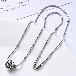 Non-Tarnish 304 Stainless Steel Round Snake Chain Necklace&nbsp;NJEW-S420-009A-P
