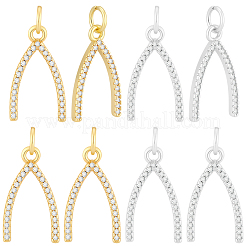 8Pcs 2 Colors Rack Plating Brass Micro Pave Cubic Zirconia Pendants&nbsp;KK-BBC0027-82