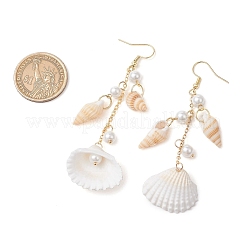 304 Stainless Steel Shell Shape Dangle Earrings&nbsp;EJEW-JE06382-02