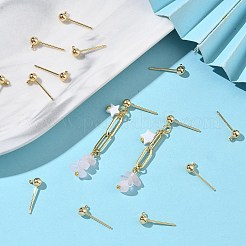 SHEGRACE Brass Round Ball Stud Earring Findings&nbsp;XGR0051G-39G-A