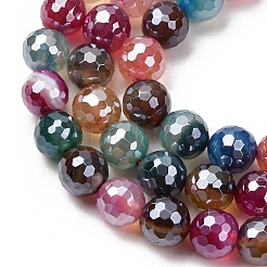Electroplated Natural Agate Beads Strands&nbsp;G-B191-A07-8mm-11
