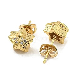 Brass Micro Pave Cubic Zirconia Ear Studs&nbsp;EJEW-P261-26B-G