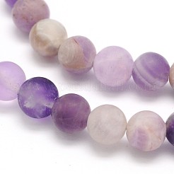 Frosted Round Natural Chevron Amethyst Beads Strands&nbsp;G-N0166-55-6mm