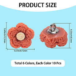 60Pcs 6 Colors 1-Hole Iron Plastic Shank Buttons&nbsp;BUTT-CY0001-26A