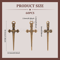 60Pcs Tibetan Style Alloy Pendants&nbsp;FIND-UN0007-65