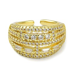 Brass with Cubic Zirconia Open Cuff Ring&nbsp;RJEW-B051-09G