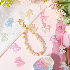 40Pcs Luminous Rainbow Iridescent Plating Transparent Acrylic Pendants&nbsp;TACR-SP0001-29