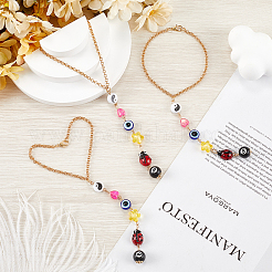 3Pcs Evil Eye Plastic with Iron Pendant Decorations&nbsp;HJEW-CN0001-26