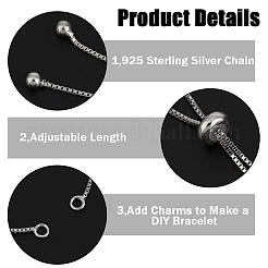 2Pcs 925 Sterling Silver Chain Bracelet Making&nbsp;STER-BBC0006-54