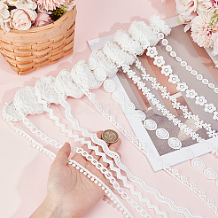 25 Yards 10 Styles Milk Fiber Embroidery Lace Trim Ribbon&nbsp;OCOR-DR0001-13B
