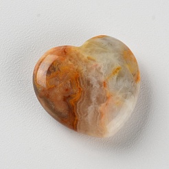 No Hole Heart Natural Crazy Agate Heart Palm Stone&nbsp;G-WH0016-11