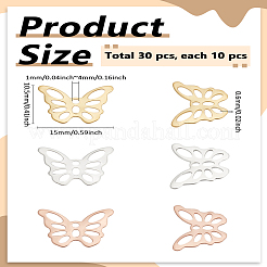 30Pcs 3 Colors 304 Stainless Steel Charms&nbsp;STAS-LP0004-10