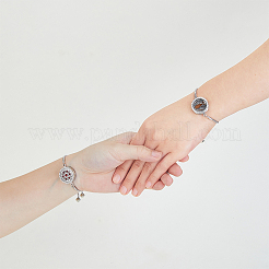 2Pcs 2 Styles 316 Surgical Stainless Steel Rhinestone Diffuser Locket Slider Bracelets&nbsp;BJEW-FI0001-84B
