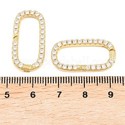 Oval Brass Micro Pave Clear Cubic Zirconia Spring Gate Rings&nbsp;KK-C162-093G