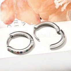 304 Stainless Steel Micro Pave Cubic Zirconia Huggie Hoop Earrings&nbsp;EJEW-C096-01J-P