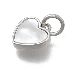 Brass & Natural Shell Heart Charms&nbsp;KK-D431-025B-02P
