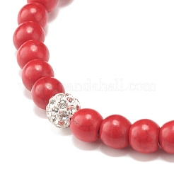 Synthetic Turquoise(Dyed) Round Beads Stretch Bracelet&nbsp;BJEW-JB07484