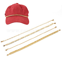 4Pcs 4 Styles Brass Paperclip & Cuban Link 7 Curb Chains&nbsp;AJEW-TAC00042
