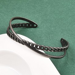 316 Surgical Stainless Steel Criss Cross Cuff Bangles&nbsp;BJEW-C125-09AS