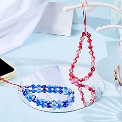 Evil Eye Beaded Phone Charm Crackle Glass Beaded Mobile Straps&nbsp;HJEW-CP0001-38