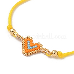 Glass Seed Beads Heart Link Bracelets&nbsp;BJEW-MZ00217-02