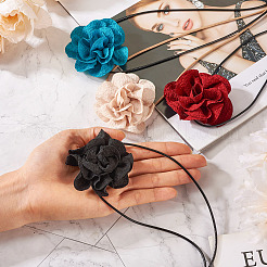 4Pcs 4 Colors Cloth Flower Collar Choker Necklace for Women Bride Wedding Party&nbsp;AJEW-TA0001-26