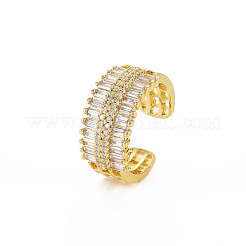 Brass Micro Pave Cubic Zirconia Cuff Rings for Women&nbsp;RJEW-T016-37G-02