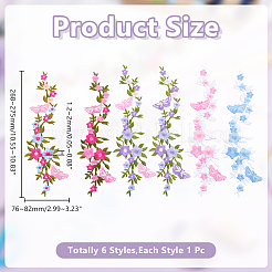 6Pcs 6 Styles Polyester Embroider Thread Iron on/Sew On Patches&nbsp;PATC-HY0002-07