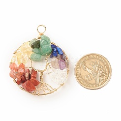 Natural Gmestone Copper Wire Big Pendants&nbsp;PALLOY-JF01434-02