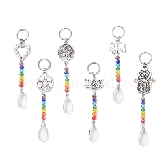 Glass Teardrop & Alloy Sun Catcher Pendant&nbsp;HJEW-JM04533