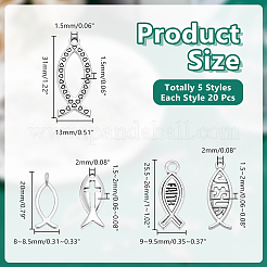 100Pcs 5 Styles Tibetan Style Alloy Pendants&nbsp;TIBE-HY0001-17