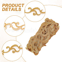 Ethnic Style Iron on/Sew on Polyester Metallic Embroidery Flower Ribbon&nbsp;SRIB-WH0011-204B
