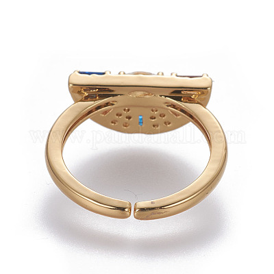 Brass Cubic Zirconia Cuff Rings&nbsp;RJEW-O035-02G-1