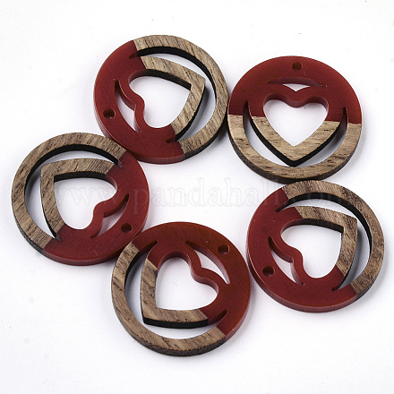 Resin & Walnut Wood Pendants RESI-N025-010A-B02-1