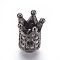 Brass Micro Pave Cubic Zirconia Beads, Cadmium Free & Lead Free, Crown, Clear, Gunmetal, 10x8mm, Hole: 1.4mm