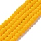 Glass Beads Strands, Faceted, Frosted, Rondelle, Gold, 2.9~3.3mm, Hole: 1mm, about 135~140pcs/strand, 32~34cm