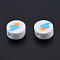 Handmade Polymer Clay Beads, Flat Round with Sunrise
, Light Salmon, 9~9.5x4.5~5mm, Hole: 1.6mm