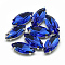 Sew on Rhinestone, Multi-strand Links, Glass Rhinestone, with Platinum Tone Brass Prong Settings, Garments Accessories, Faceted, Horse Eye, Royal Blue, 15x7x5mm, Hole: 0.8~1mm