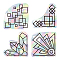 4Pcs 4 Patterns PVC Colored Laser Stained Window Film Adhesive Static Stickers, Electrostatic Window Stickers, Geometric Pattern, 200x150mm, 1pc/pattern
