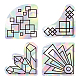 4Pcs 4 Patterns PVC Colored Laser Stained Window Film Adhesive Static Stickers&nbsp;STIC-WH0008-008-1