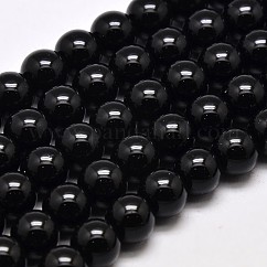Imitate Austrian Crystal Glass Round Bead Strands, Grade AA, Black, 8mm, Hole: 1mm, about 48~50pcs/strand, 36~37cm