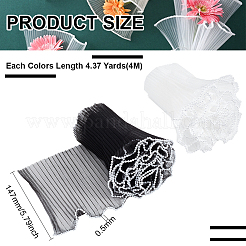 2Pcs 2 Colors Polyester Pleated Ribbon with Plastic Imitation Pearl Edged Trimming&nbsp;OCOR-BC0006-46