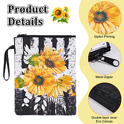 Sunflower Print Polyester Book Storage Zipper Bags&nbsp;ABAG-WH0046-31