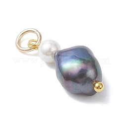 Natural Freshwater Pearl Potato & Shell Pearl Round Bead Pendants&nbsp;X-PALLOY-JF04714-01