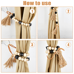 4Pcs 2 Styles Wood Beaded Curtain Tiebacks Clips&nbsp;HJEW-FH00174