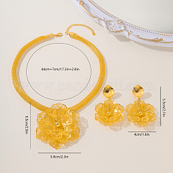 Alloy Hollow Flower Earrings & Pendant Necklaces Sets for Women&nbsp;JI5583