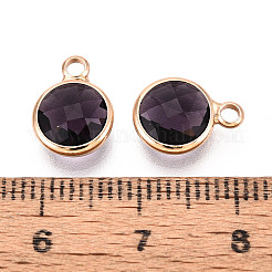 Golden Tone Brass Glass Charms&nbsp;GLAA-ZX008-24A-G
