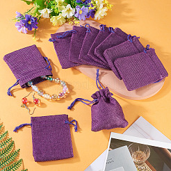 20Pcs Rectangle Polyester Imitation Burlap Packing Pouches Drawstring Bags&nbsp;ABAG-TA0002-02