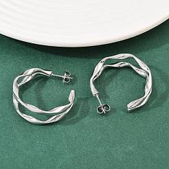 304 Stainless Steel Two-layer C-Shaped Stud Earrings&nbsp;EJEW-P324-11P